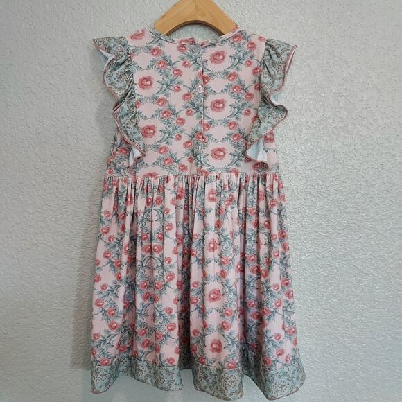 🔴3/$20 Ruffles Pink & Gray Floral Dress - Picture 4 of 6